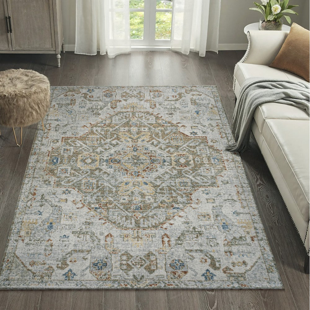 Tarifa Bohemian Medallion Low-Pile Machine-Washable Area Rug