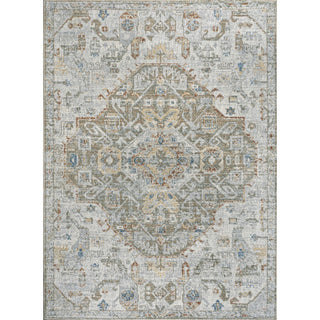Tarifa Bohemian Medallion Low-Pile Machine-Washable Area Rug