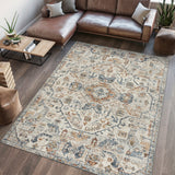Tarifa Bohemian Medallion Low-Pile Machine-Washable Area Rug
