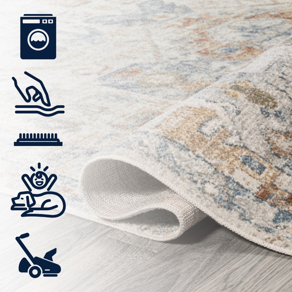 Tarifa Bohemian Medallion Low-Pile Machine-Washable Area Rug