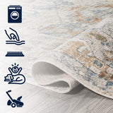 Tarifa Bohemian Medallion Low-Pile Machine-Washable Area Rug