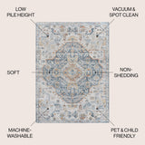 Tarifa Bohemian Medallion Low-Pile Machine-Washable Area Rug