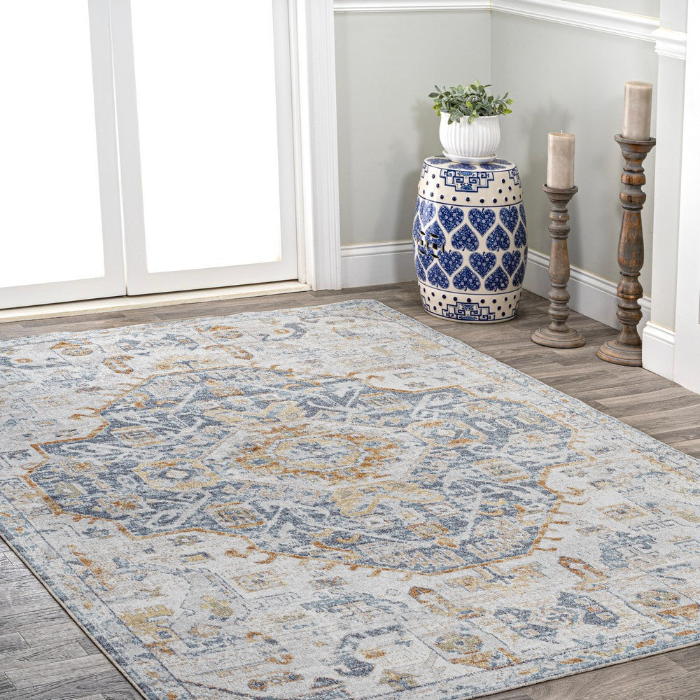 Tarifa Bohemian Medallion Low-Pile Machine-Washable Area Rug