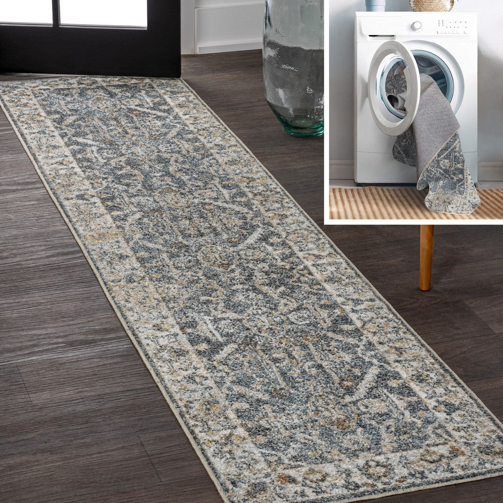 Lauren Rustic Border Low-Pile Machine-Washable Area Rug
