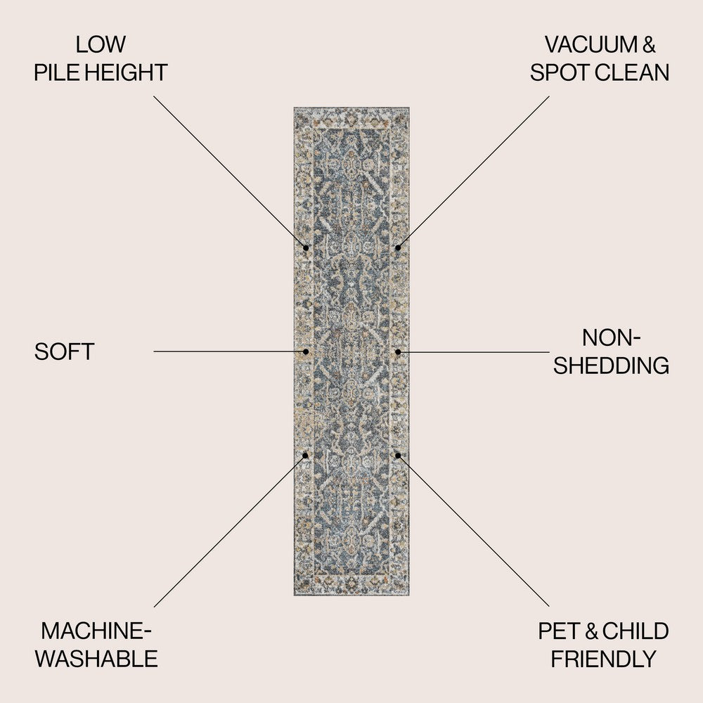Lauren Rustic Border Low-Pile Machine-Washable Area Rug