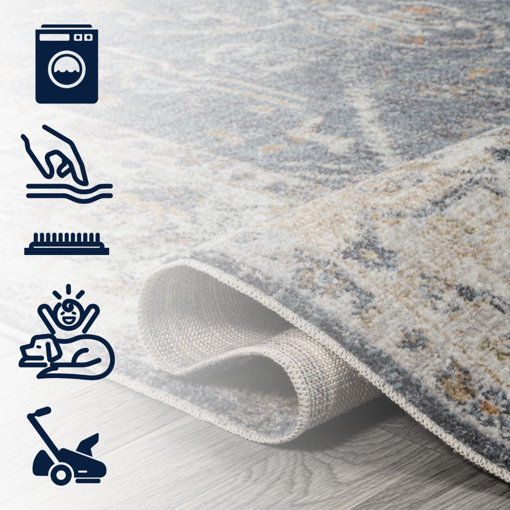 Lauren Rustic Border Low-Pile Machine-Washable Area Rug