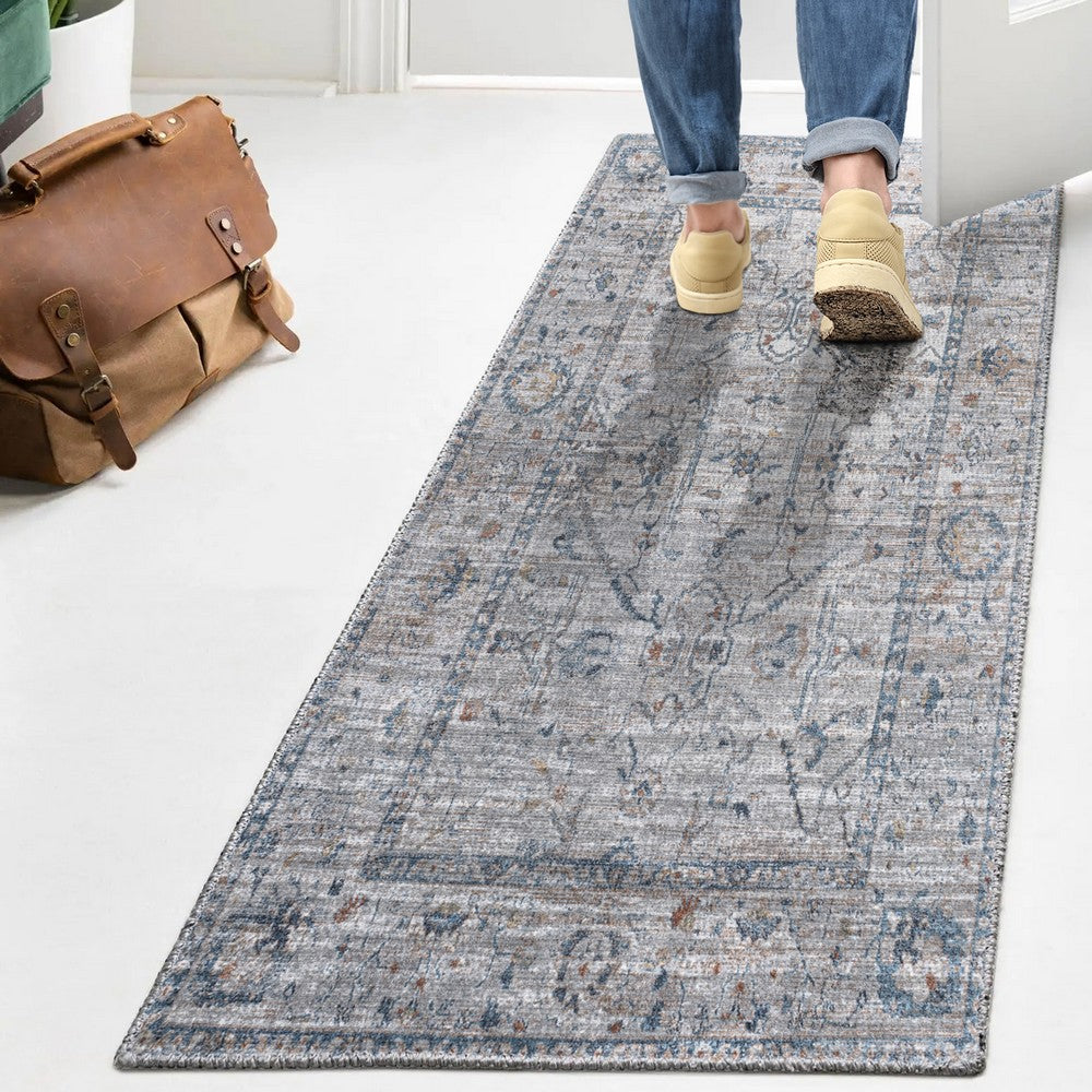 Lauren Rustic Border Low-Pile Machine-Washable Area Rug