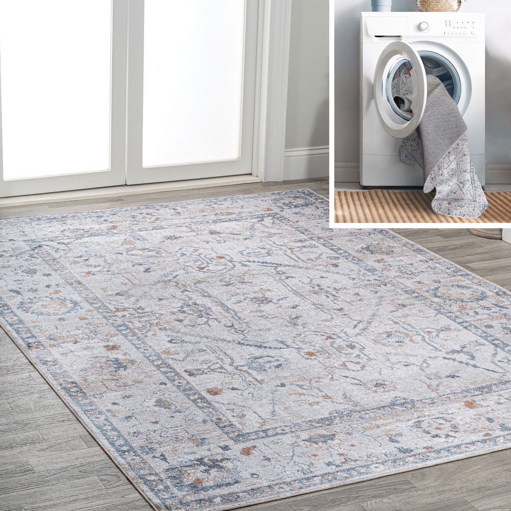 Lauren Rustic Border Low-Pile Machine-Washable Area Rug