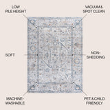 Lauren Rustic Border Low-Pile Machine-Washable Area Rug