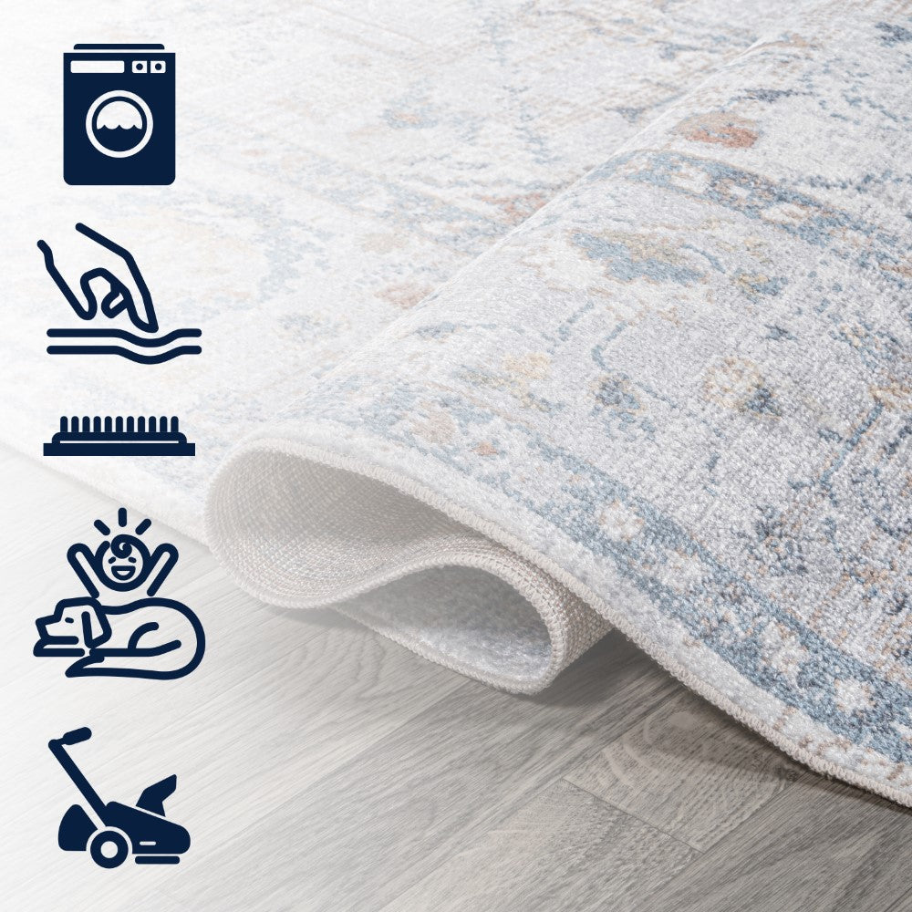 Lauren Rustic Border Low-Pile Machine-Washable Area Rug