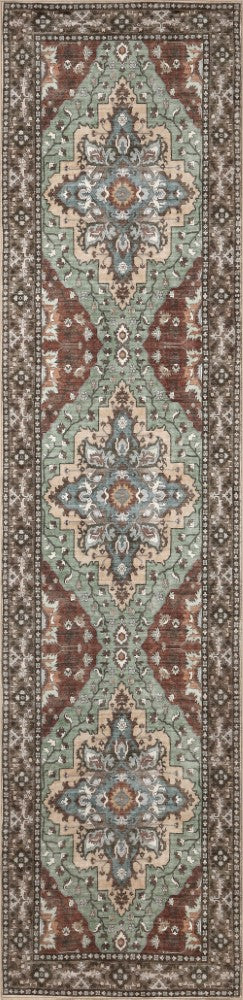 Lunara Boho Medallion Border Non-slip Machine-washable Area Rug
