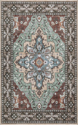 Lunara Boho Medallion Border Non-slip Machine-washable Area Rug