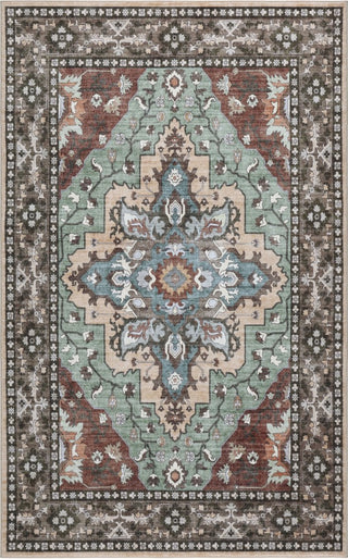 Lunara Boho Medallion Border Non-slip Machine-washable Area Rug