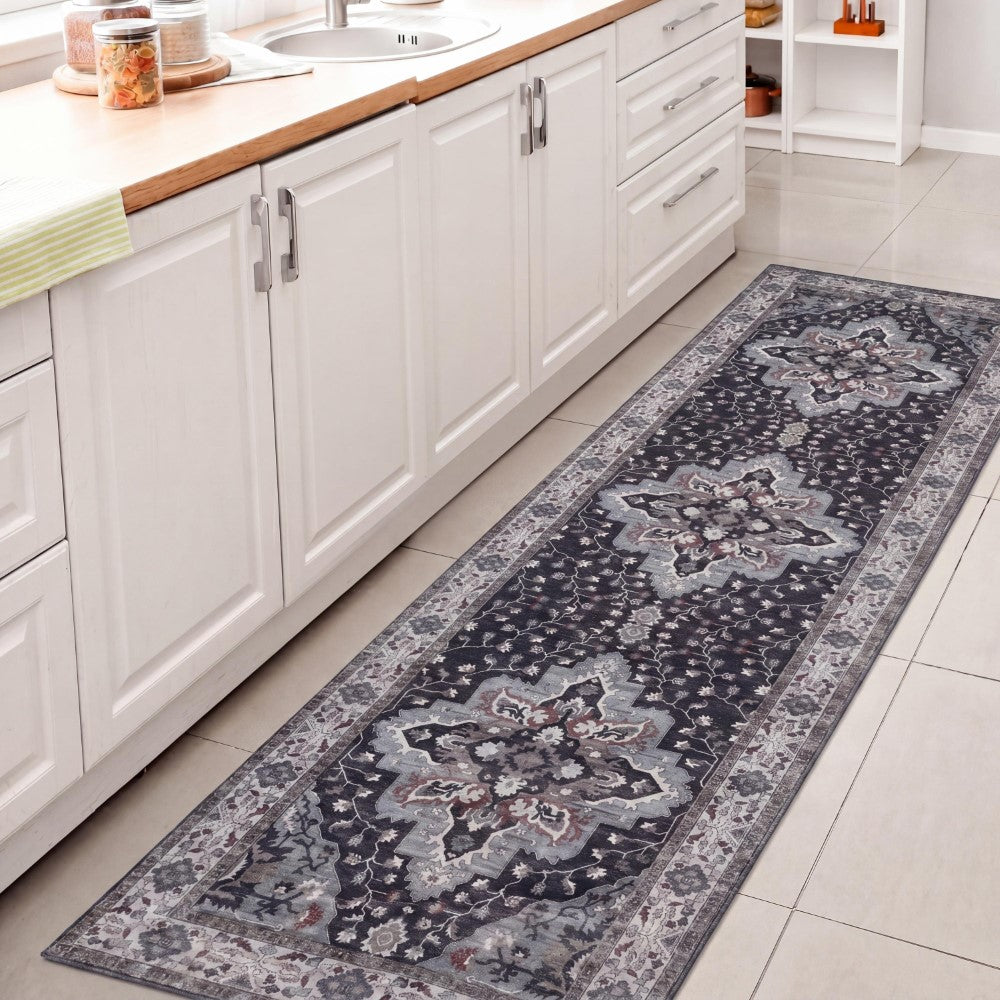 Lunara Boho Medallion Border Non-slip Machine-washable Area Rug