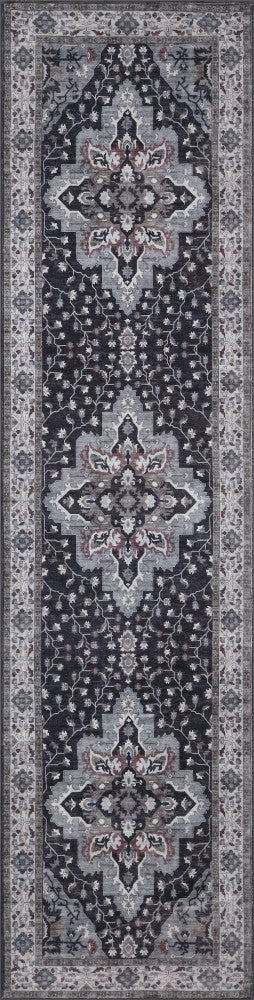 Lunara Boho Medallion Border Non-slip Machine-washable Area Rug