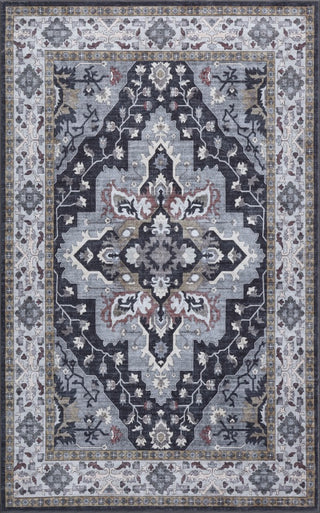 Lunara Boho Medallion Border Non-slip Machine-washable Area Rug