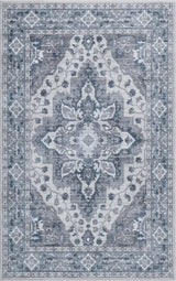 Lunara Boho Medallion Border Non-slip Machine-washable Area Rug