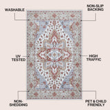 Lunara Boho Medallion Border Non-slip Machine-washable Area Rug