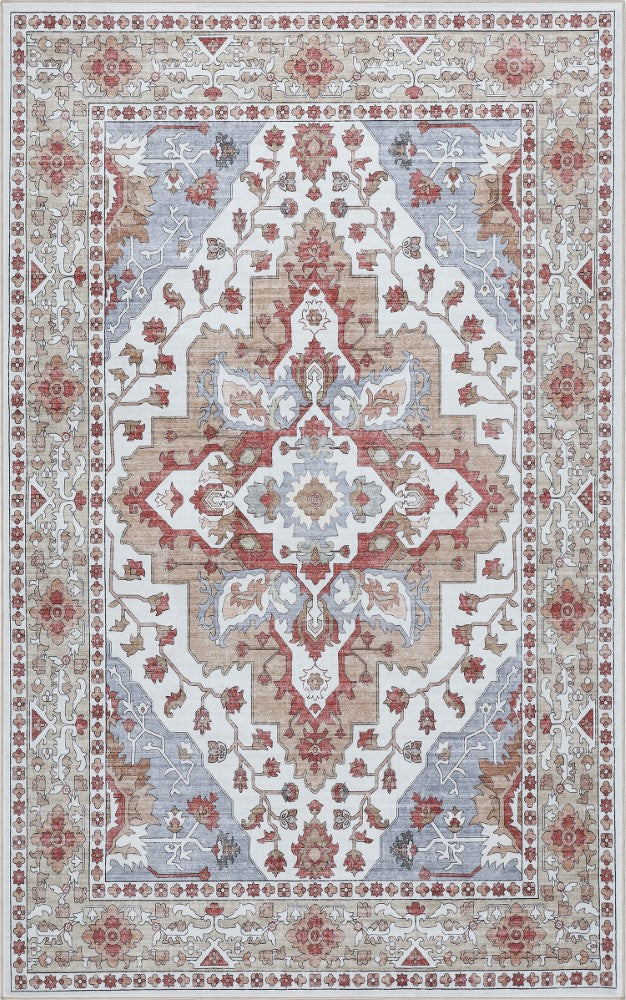 Lunara Boho Medallion Border Non-slip Machine-washable Area Rug