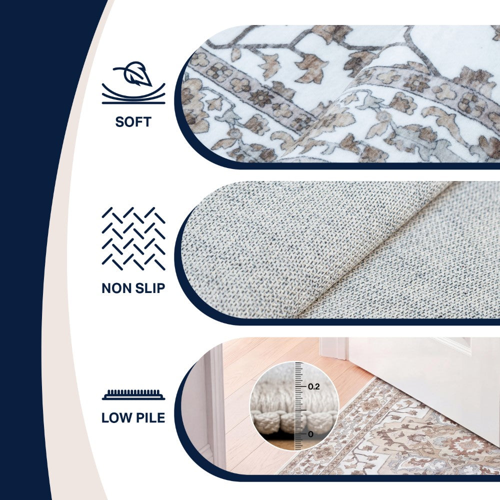 Lunara Boho Medallion Border Non-slip Machine-washable Area Rug