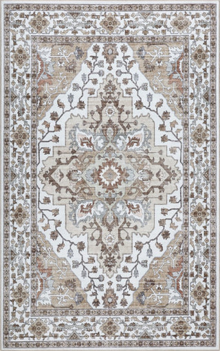 Lunara Boho Medallion Border Non-slip Machine-washable Area Rug