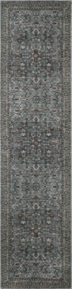 Solmere Medallion All-over Floral Border Non-slip Machine-washable Area Rug