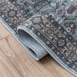 Solmere Medallion All-over Floral Border Non-slip Machine-washable Area Rug
