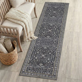 Solmere Medallion All-over Floral Border Non-slip Machine-washable Area Rug