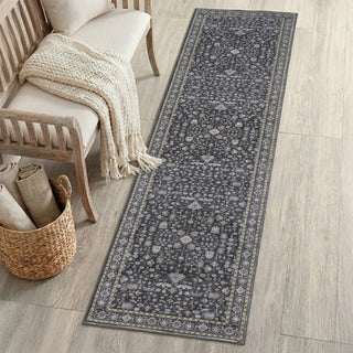 Solmere Medallion All-over Floral Border Non-slip Machine-washable Area Rug