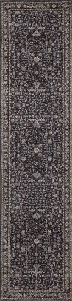 Solmere Medallion All-over Floral Border Non-slip Machine-washable Area Rug
