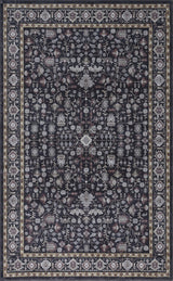 Solmere Medallion All-over Floral Border Non-slip Machine-washable Area Rug