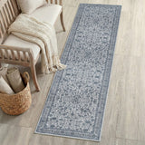Solmere Medallion All-over Floral Border Non-slip Machine-washable Area Rug