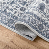 Solmere Medallion All-over Floral Border Non-slip Machine-washable Area Rug