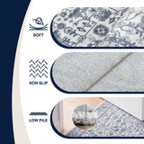 Solmere Medallion All-over Floral Border Non-slip Machine-washable Area Rug