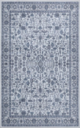 Solmere Medallion All-over Floral Border Non-slip Machine-washable Area Rug