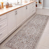 Solmere Medallion All-over Floral Border Non-slip Machine-washable Area Rug