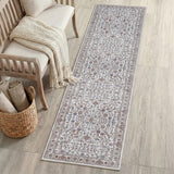 Solmere Medallion All-over Floral Border Non-slip Machine-washable Area Rug