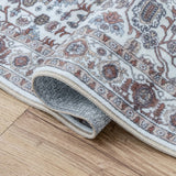 Solmere Medallion All-over Floral Border Non-slip Machine-washable Area Rug