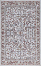 Solmere Medallion All-over Floral Border Non-slip Machine-washable Area Rug