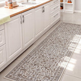 Solmere Medallion All-over Floral Border Non-slip Machine-washable Area Rug