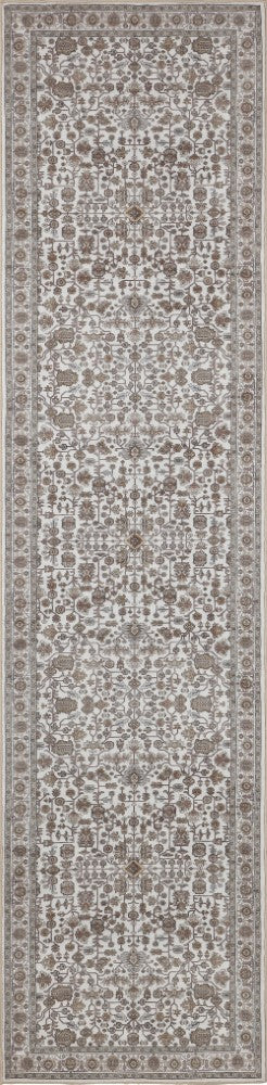 Solmere Medallion All-over Floral Border Non-slip Machine-washable Area Rug