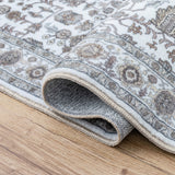 Solmere Medallion All-over Floral Border Non-slip Machine-washable Area Rug