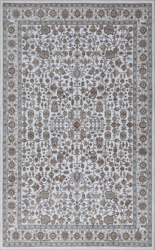 Solmere Medallion All-over Floral Border Non-slip Machine-washable Area Rug