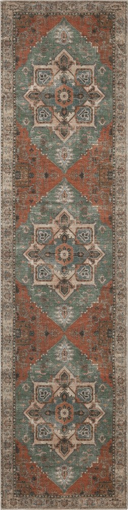 Elowen Ornate Large Medallion Border Non-slip Machine-washable Area Rug