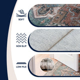 Elowen Ornate Large Medallion Border Non-slip Machine-washable Area Rug