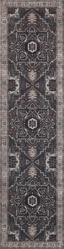 Elowen Ornate Large Medallion Border Non-slip Machine-washable Area Rug