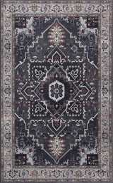 Elowen Ornate Large Medallion Border Non-slip Machine-washable Area Rug
