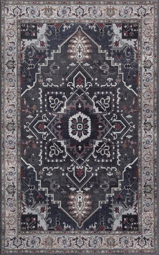 Elowen Ornate Large Medallion Border Non-slip Machine-washable Area Rug