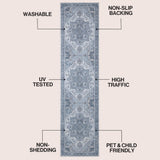 Elowen Ornate Large Medallion Border Non-slip Machine-washable Area Rug