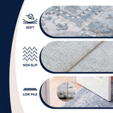 Elowen Ornate Large Medallion Border Non-slip Machine-washable Area Rug